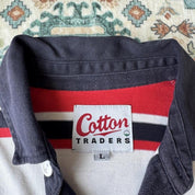 2003-05 Cotton Traders Long Sleeve Striped Gloucester Rugby Polo L - Threads Uncovered
