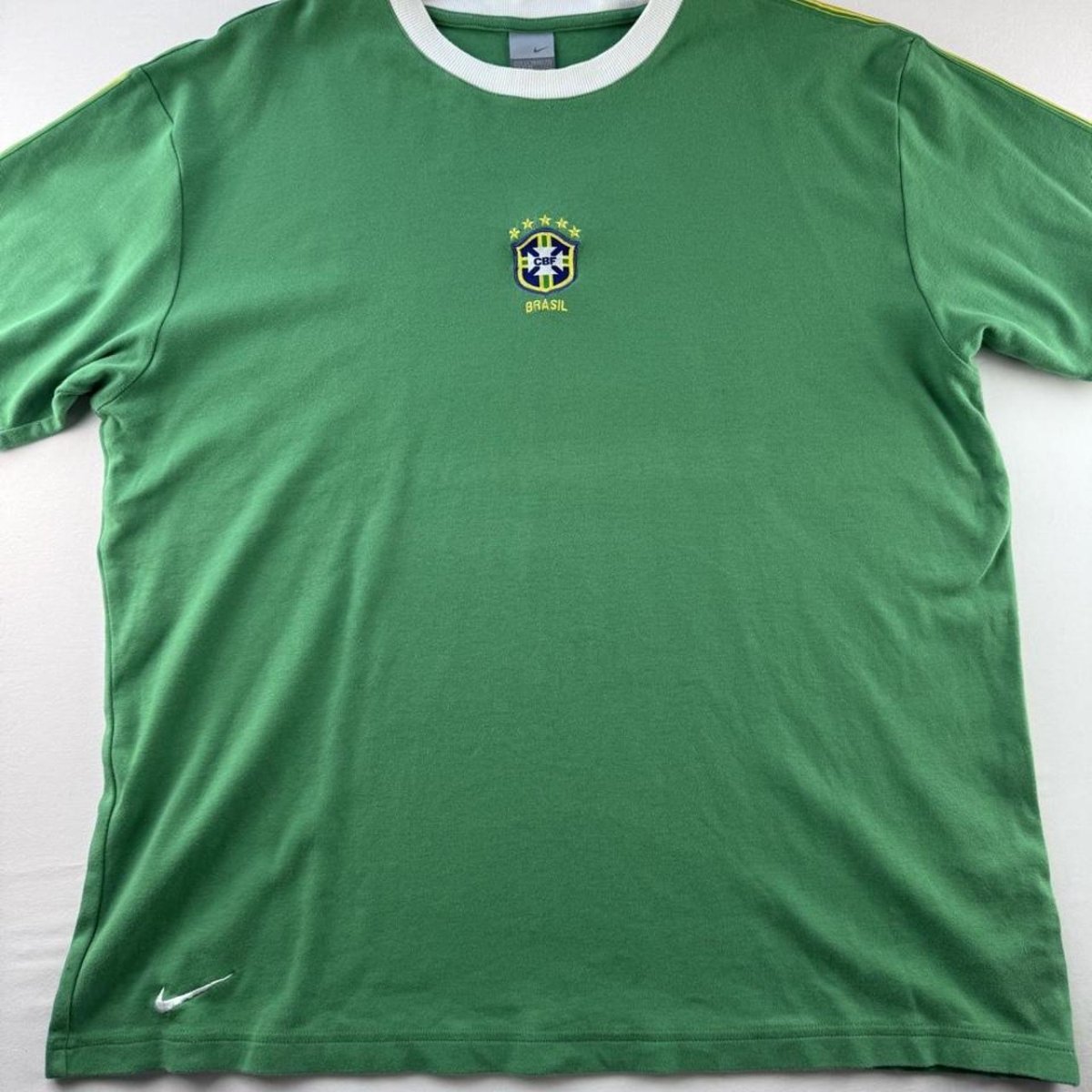 2003 Nike Embroidered Brazil Swoosh Oversized Heavy T-Shirt XXL - Threads Uncovered