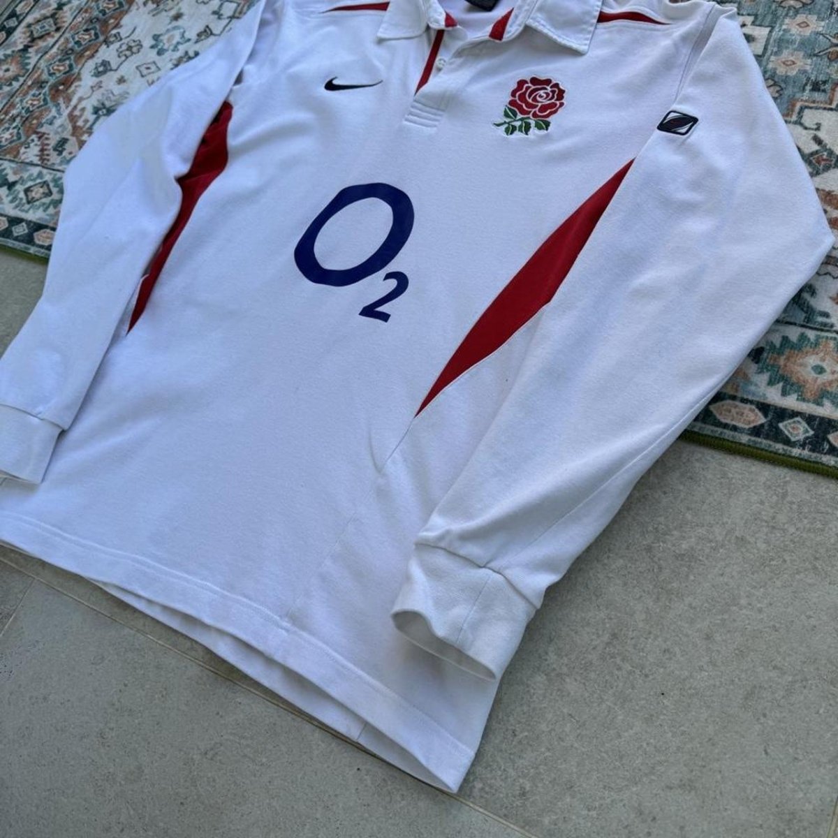 2003 Nike England Rugby Long Sleeve Polo Shirt L - Threads Uncovered