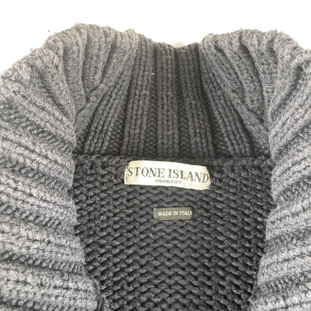 2005 Authentic Stone Island Thick Knitted Full Zip Jumper XXL - Threads Uncovered