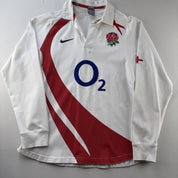 2007 Nike England Rugby Long Sleeve Rugby Polo M - Threads Uncovered