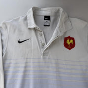 2009 Embroidered France Rugby Striped Rugby Polo M - Threads Uncovered