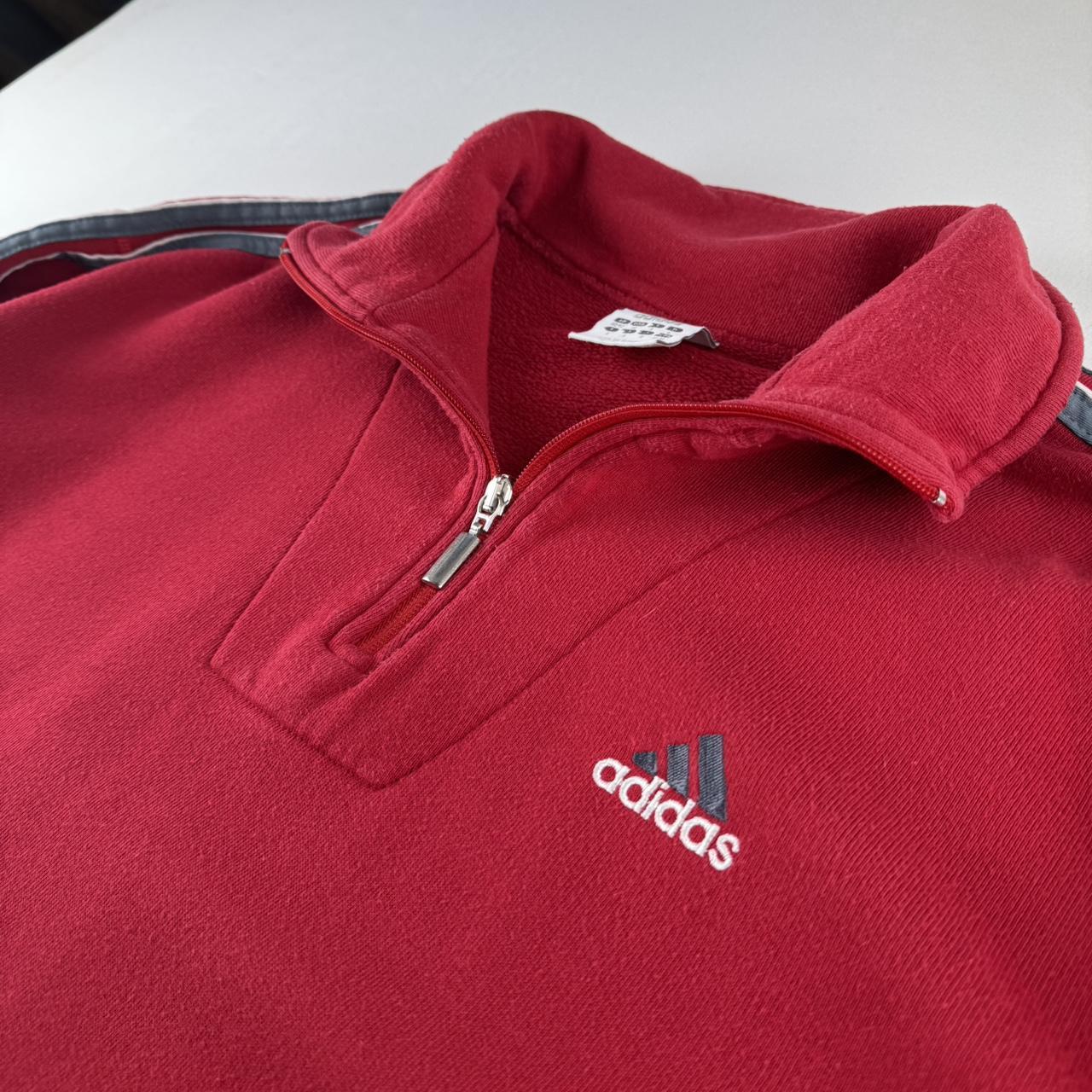 2000s Adidas Embroidered Spellout Quarter Zip Jumper L