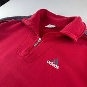 2000s Adidas Embroidered Spellout Quarter Zip Jumper L