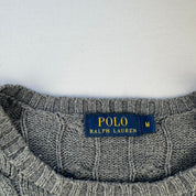 Polo Ralph Lauren Grey Cotton Cableknit Jumper M