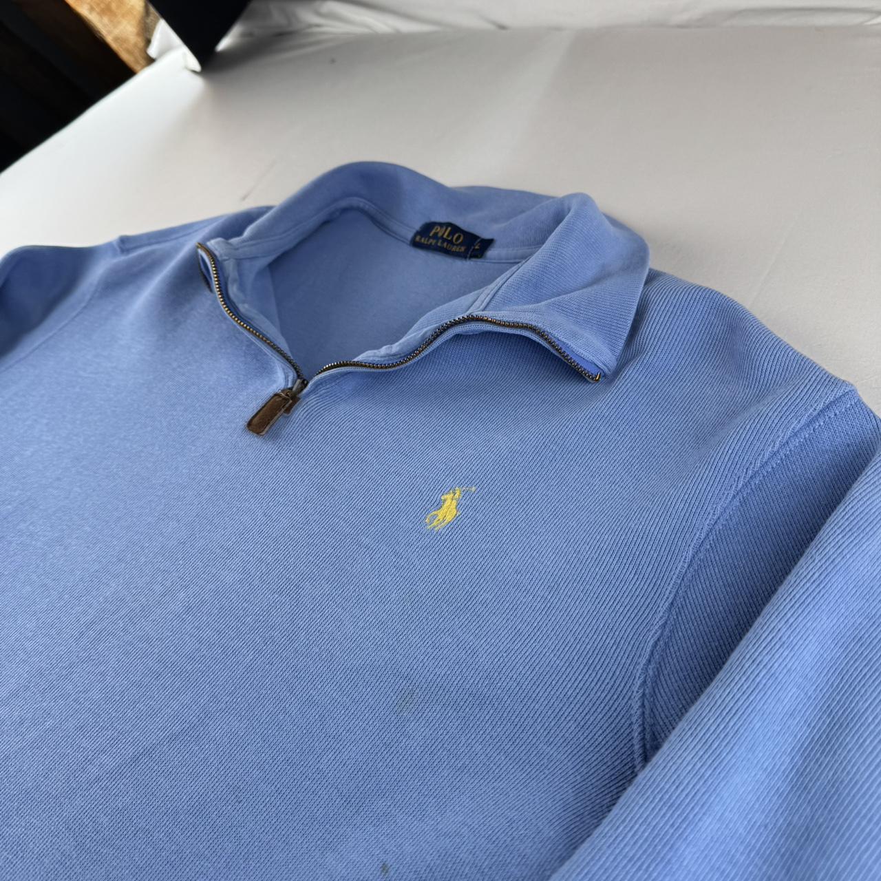 Polo Ralph Lauren Baby Blue Embroidered Pony Quarter Zip Fleece L