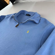 Polo Ralph Lauren Baby Blue Embroidered Pony Quarter Zip Fleece L