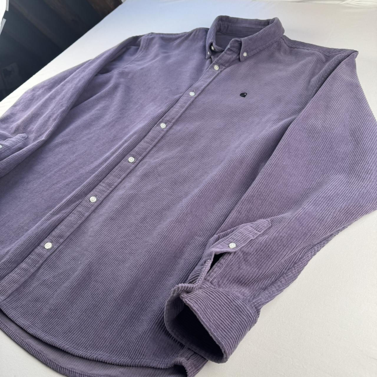 Purple Carhartt WIP Long Sleeve Madison Corduroy Button Down Shirt XXL