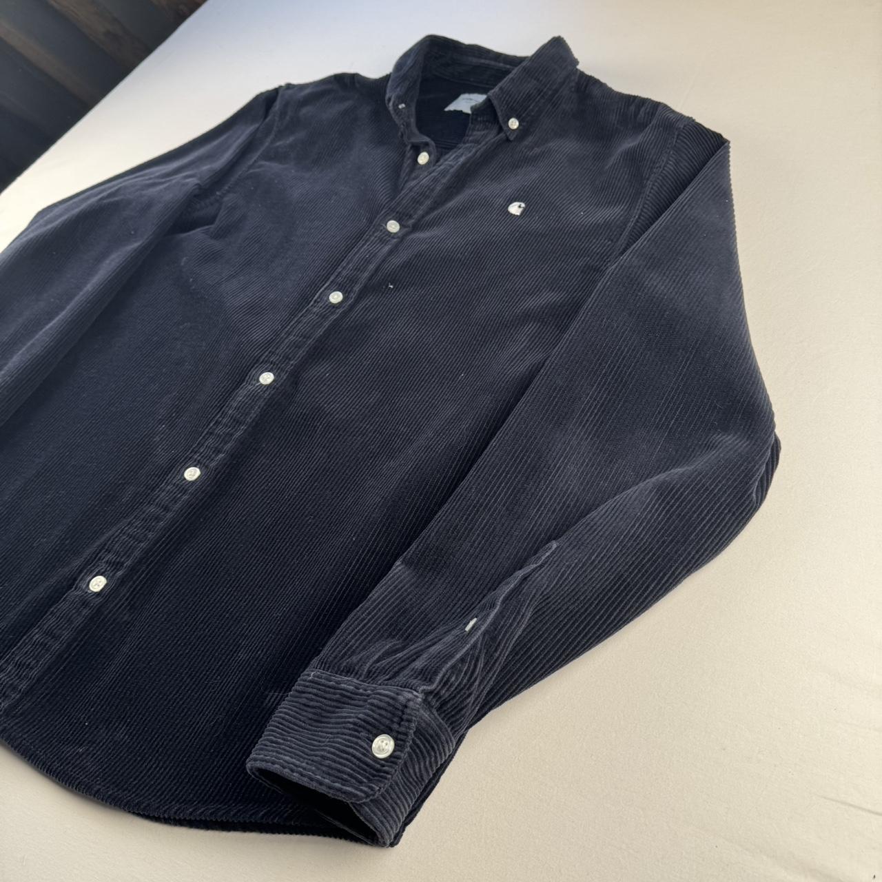 Navy Carhartt WIP Long Sleeve Madison Corduroy Button Down Shirt L
