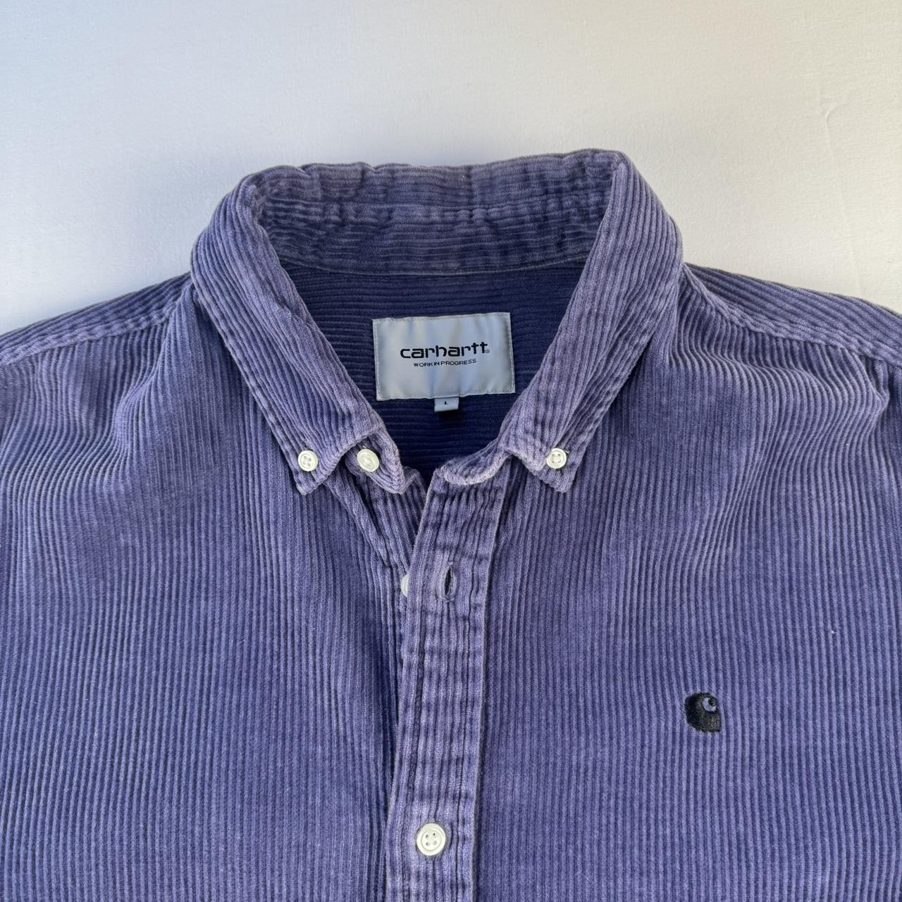 Purple Carhartt WIP Long Sleeve Madison Corduroy Button Down Shirt L
