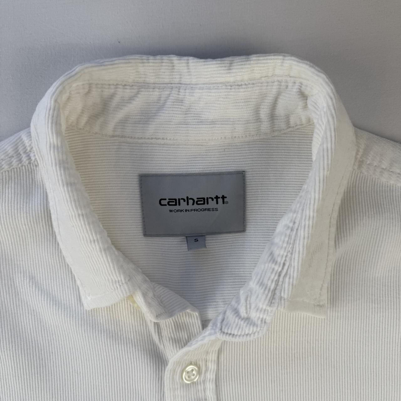 Carhartt WIP White and Green Corduroy Button Down Shirt S