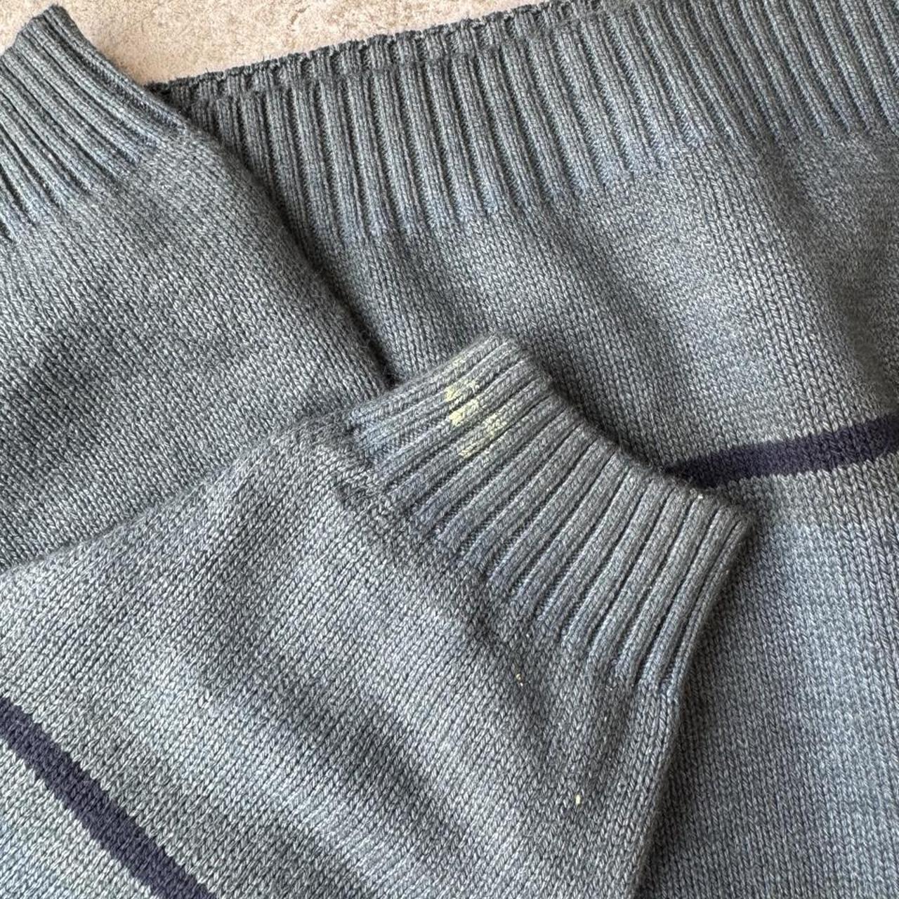 Burberry striped jumper small with embroidered logo and sun fading on shoulder.