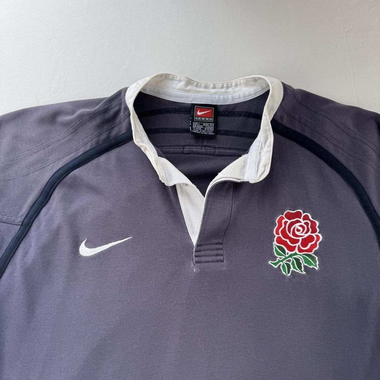 1990s Nike England Rugby Long Sleeve Rugby Polo Shirt L