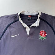 1990s Nike England Rugby Long Sleeve Rugby Polo Shirt L