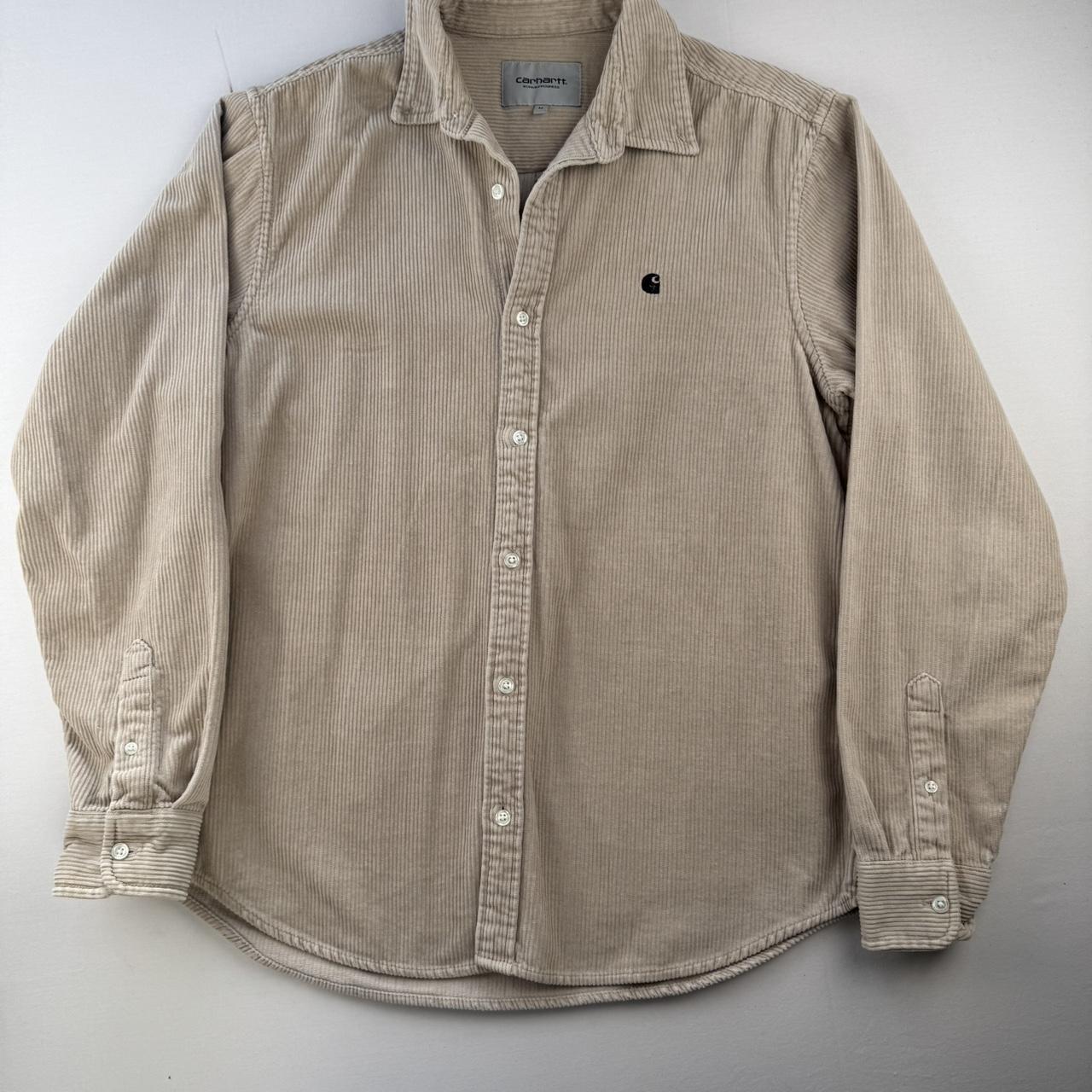 Beige Carhartt WIP Long Sleeve Madison Corduroy Button Down Shirt M