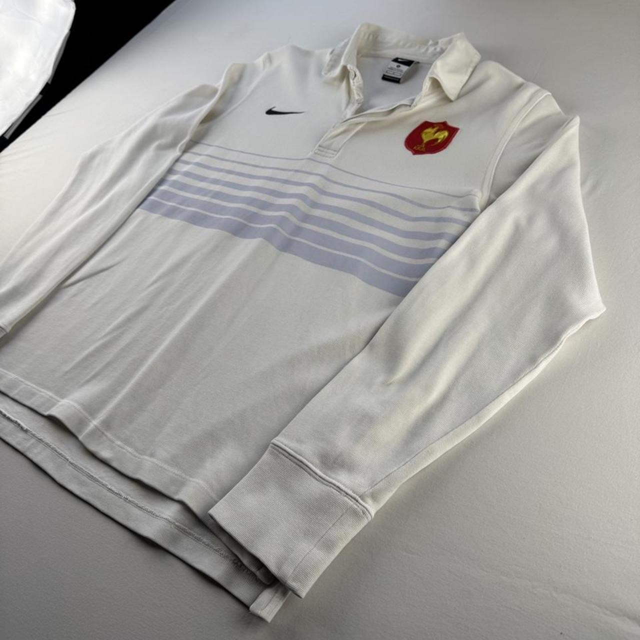 Mid 2000s Nike France Striped Rugby Polo Shirt M
