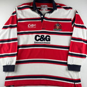 1999 Gloucester Rugby Cotton Traders Striped Rugby Polo Shirt L