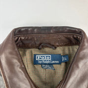Polo Ralph Lauren Early 2000s Leather Brown Harrington Jacket L