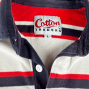 1999 Gloucester Rugby Cotton Traders Striped Rugby Polo Shirt L