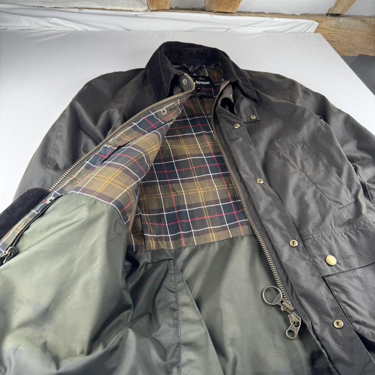 Like New Dark Brown Barbour Ashby Wax Jacket with Corduroy Collar S