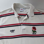 Early 2000s England Rugby Cotton Traders Striped Polo Shirt