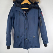 Canada Goose black Montebello jacket with logo patch and quilted design.