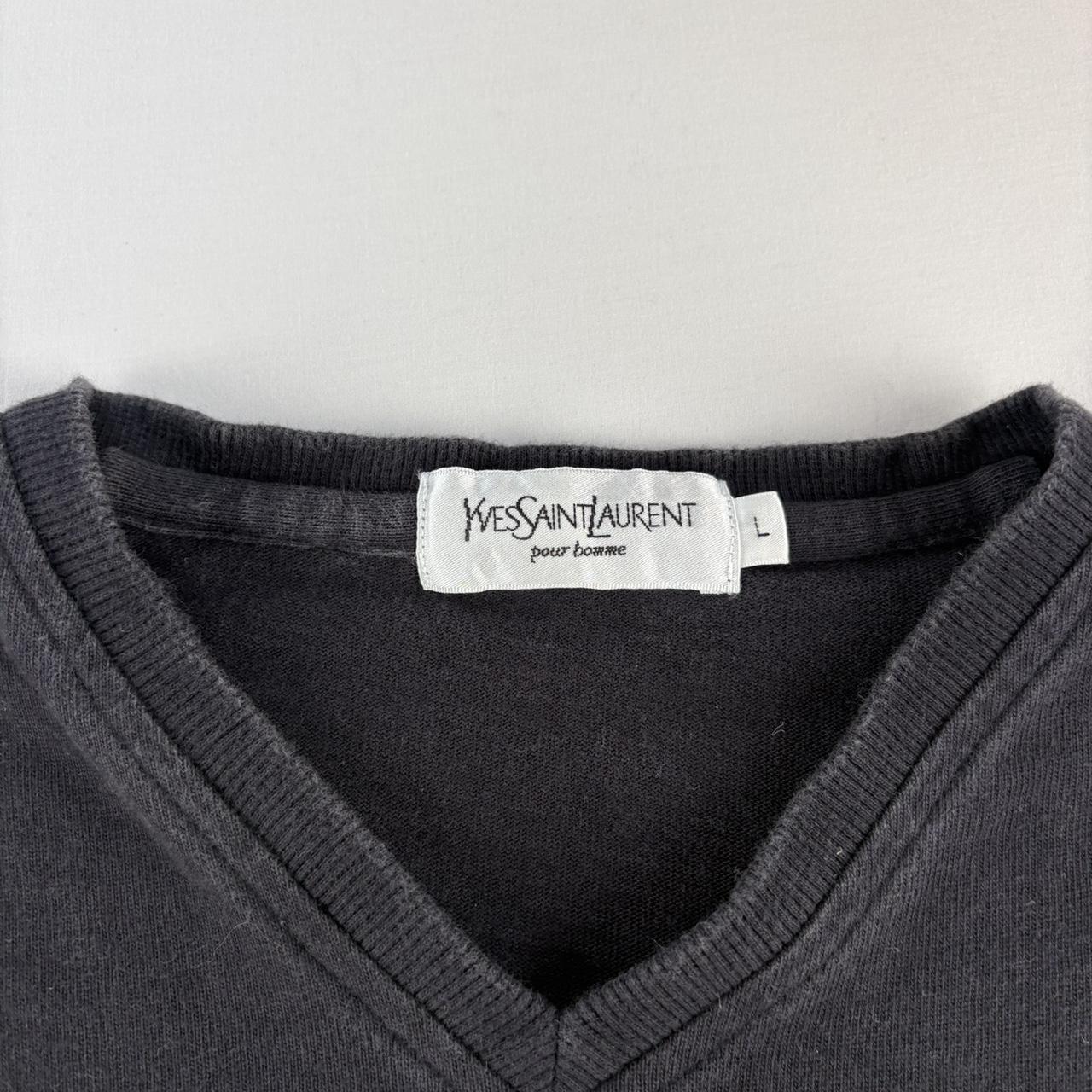 Yves Saint Laurent YSL Embroidered Logo V-Neck Jumper L