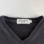 Yves Saint Laurent YSL Embroidered Logo V-Neck Jumper L