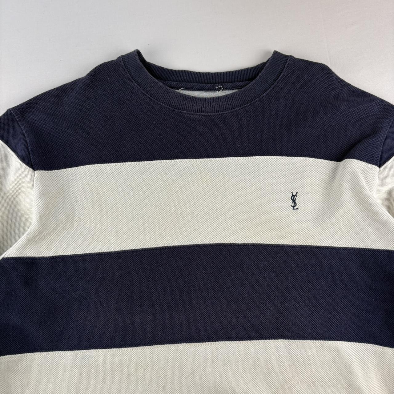 Yves Saint Laurent Striped Cotton Crewneck L
