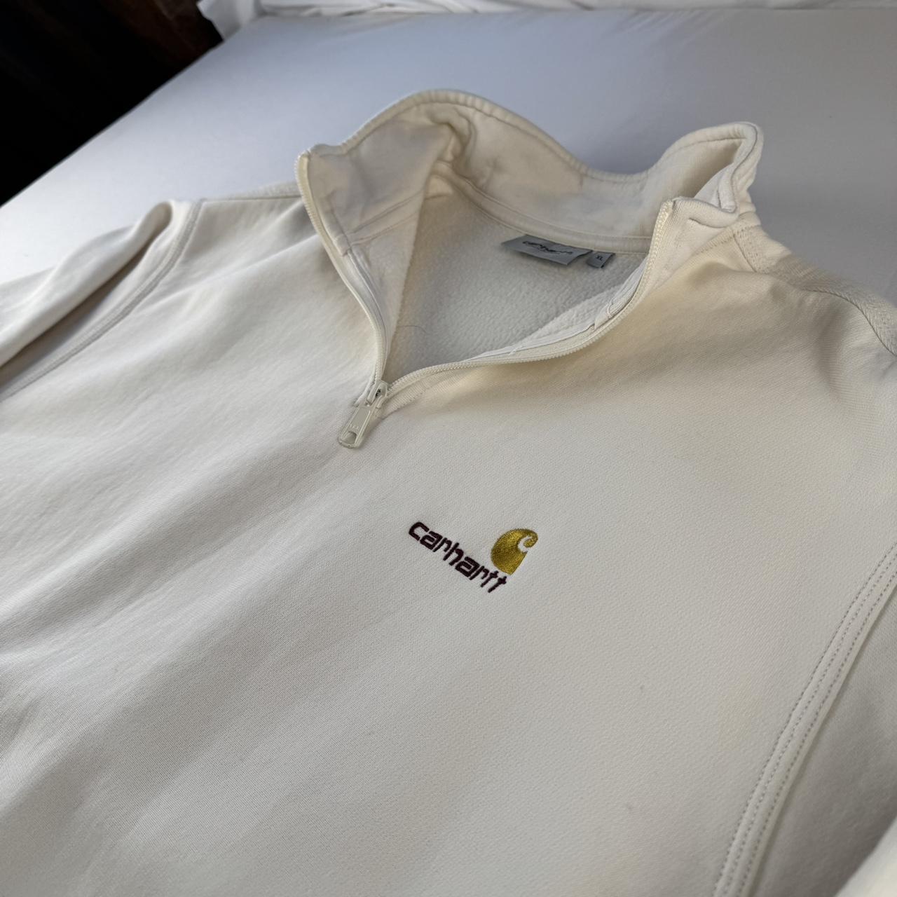 Carhartt WIP Embroidered Cream Quarter Zip Jumper XL