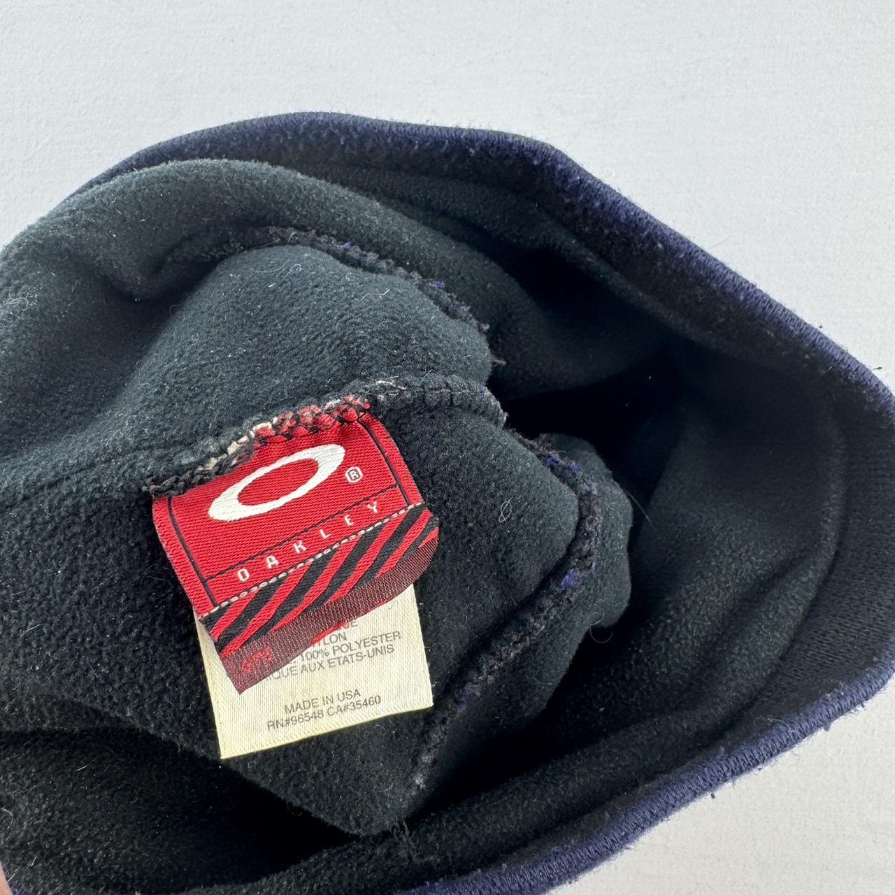 Y2k Fleece Lined Embroidered Oakley Beanie with Blue Logo