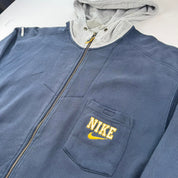 1990s Nike Full Zip Embroidered Pocket Logo Hoodie L