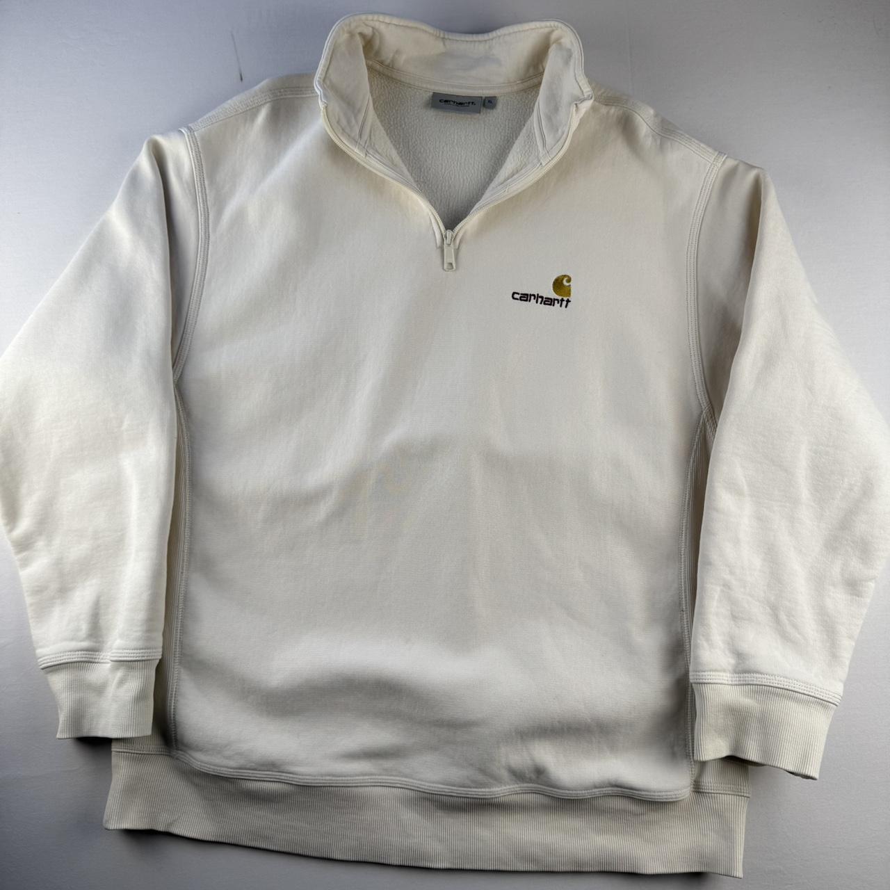 Carhartt WIP Embroidered Cream Quarter Zip Jumper XL