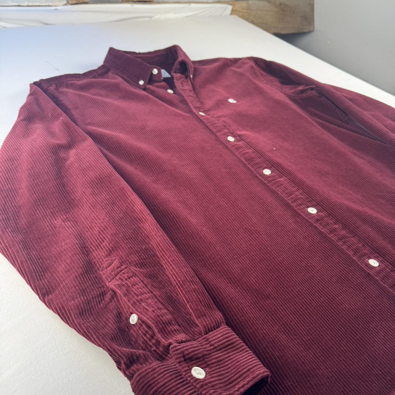 Burgundy Carhartt WIP Long Sleeve Madison Corduroy Button Down Shirt L