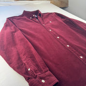 Burgundy Carhartt WIP Long Sleeve Madison Corduroy Button Down Shirt L