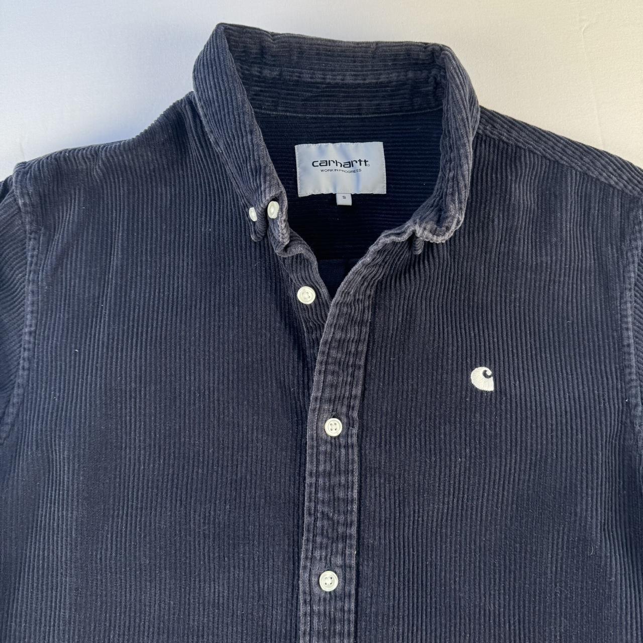 Navy Carhartt WIP Long Sleeve Madison Corduroy Button Down Shirt S