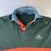 1990s Gant Embroidered Spellout Panel Rugby Polo Shirt M