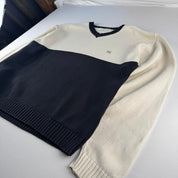 Yves Saint Laurent YSL Embroidered Spellout V-Neck Knitted Jumper L