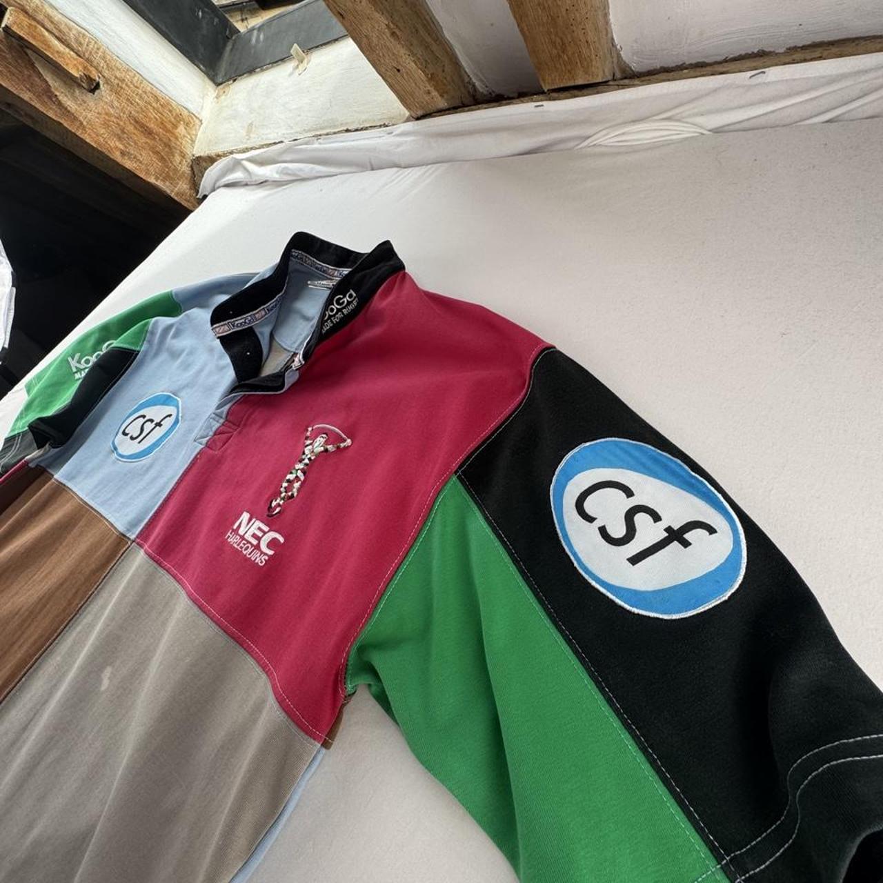 2002 Kooga Embroidered Harlequins Rugby Polo Shirt L
