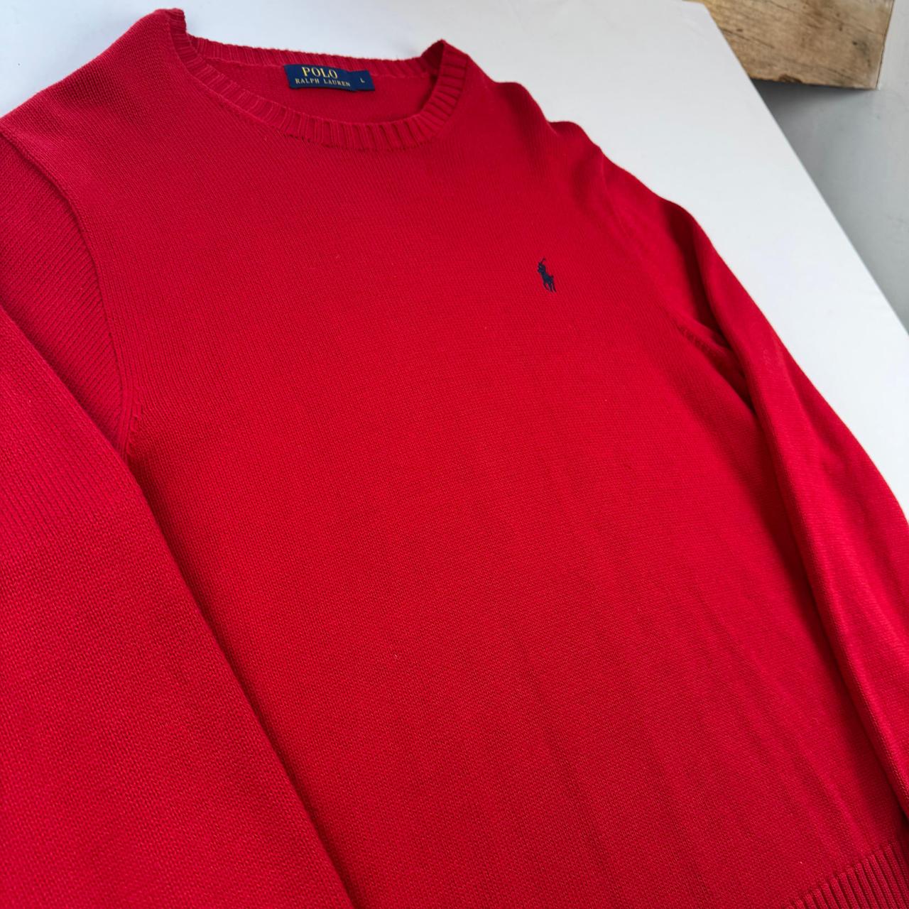 Polo Ralph Lauren Crewneck Knit Sweater in Red Size L