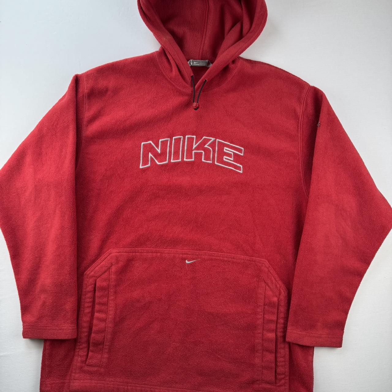 2000s Nike Embroidered Spellout Centre Swoosh Fleece Hoodie L