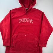 2000s Nike Embroidered Spellout Centre Swoosh Fleece Hoodie L