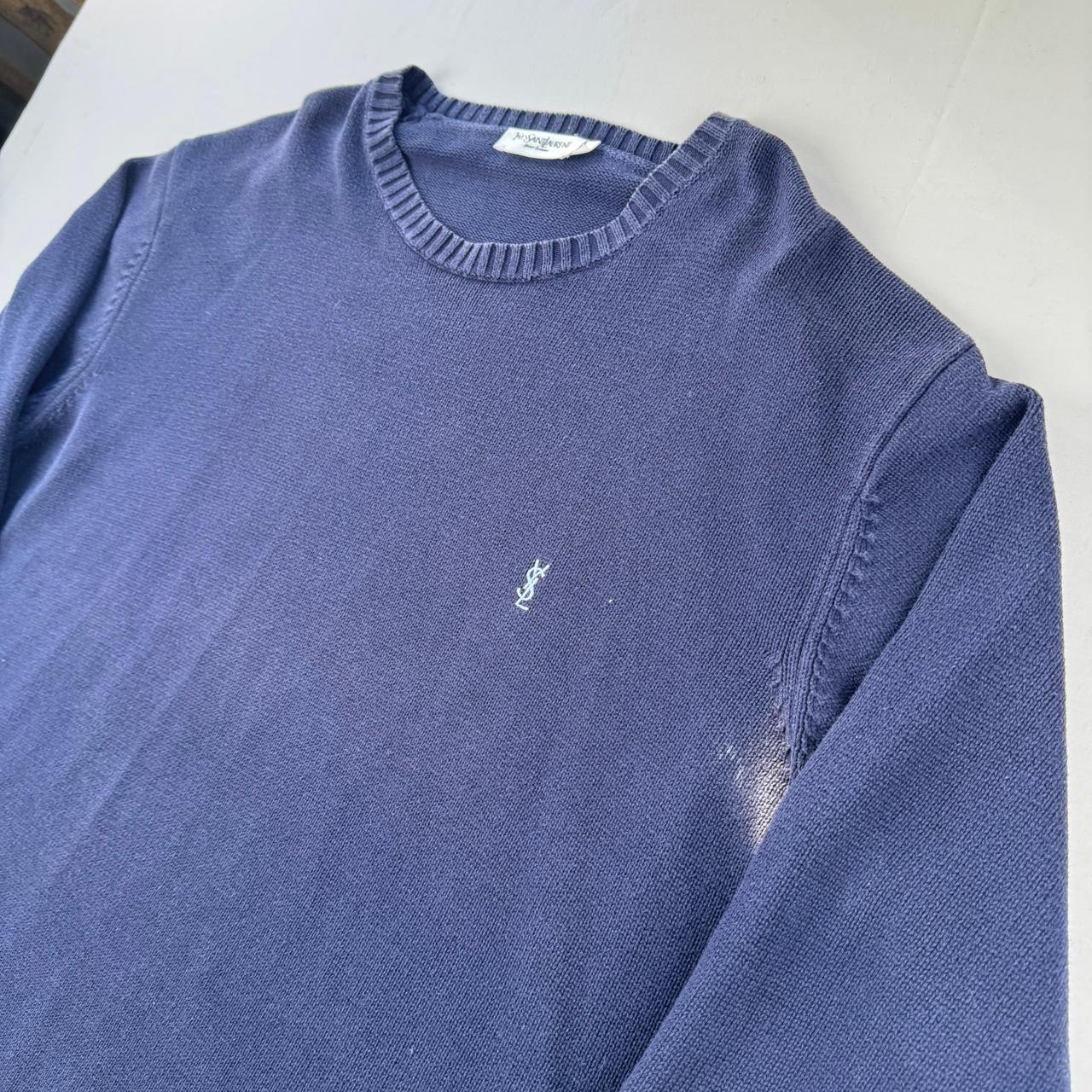 Yves Saint Laurent Crewneck Knit Sweater in Navy Size XL