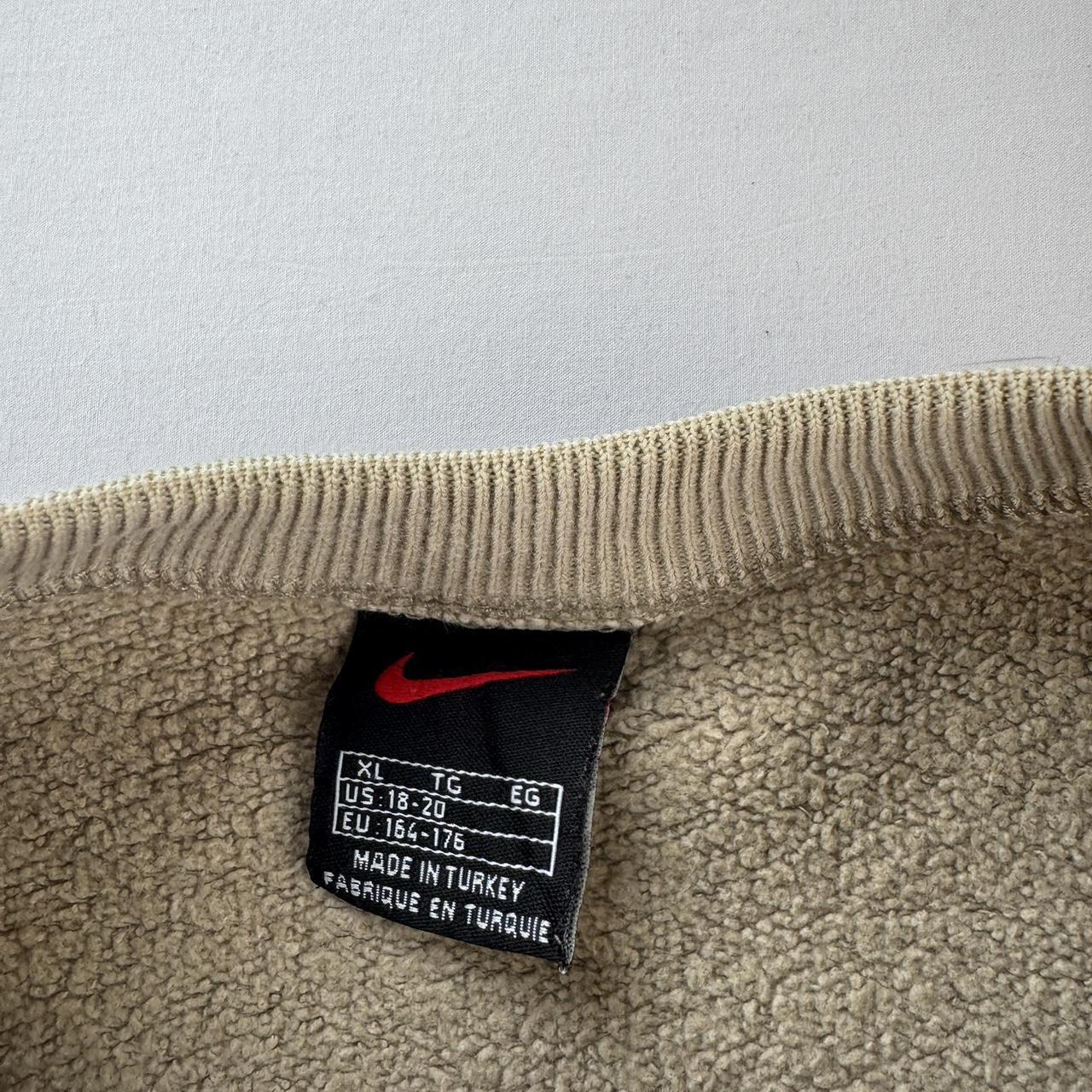 1990s Beige Embroidered Swoosh Nike Sweatshirt 12-14