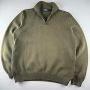 Polo Ralph Lauren Embroidered Pony Khaki Quarter Zip Fleece S