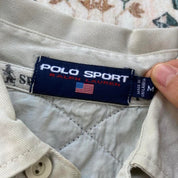 Polo Ralph Lauren oversized navy and burgundy striped rugby polo with embroidered logo.