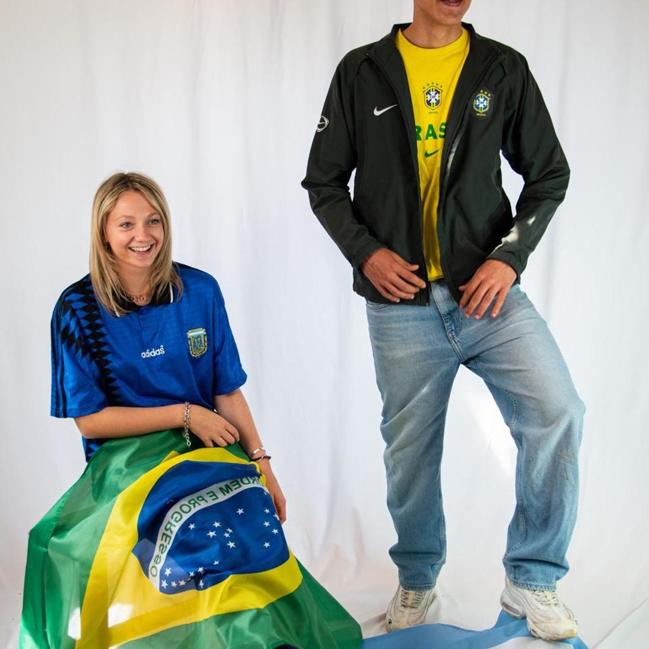 1990s Nike Team Brazil Grey Tracksuit Top M