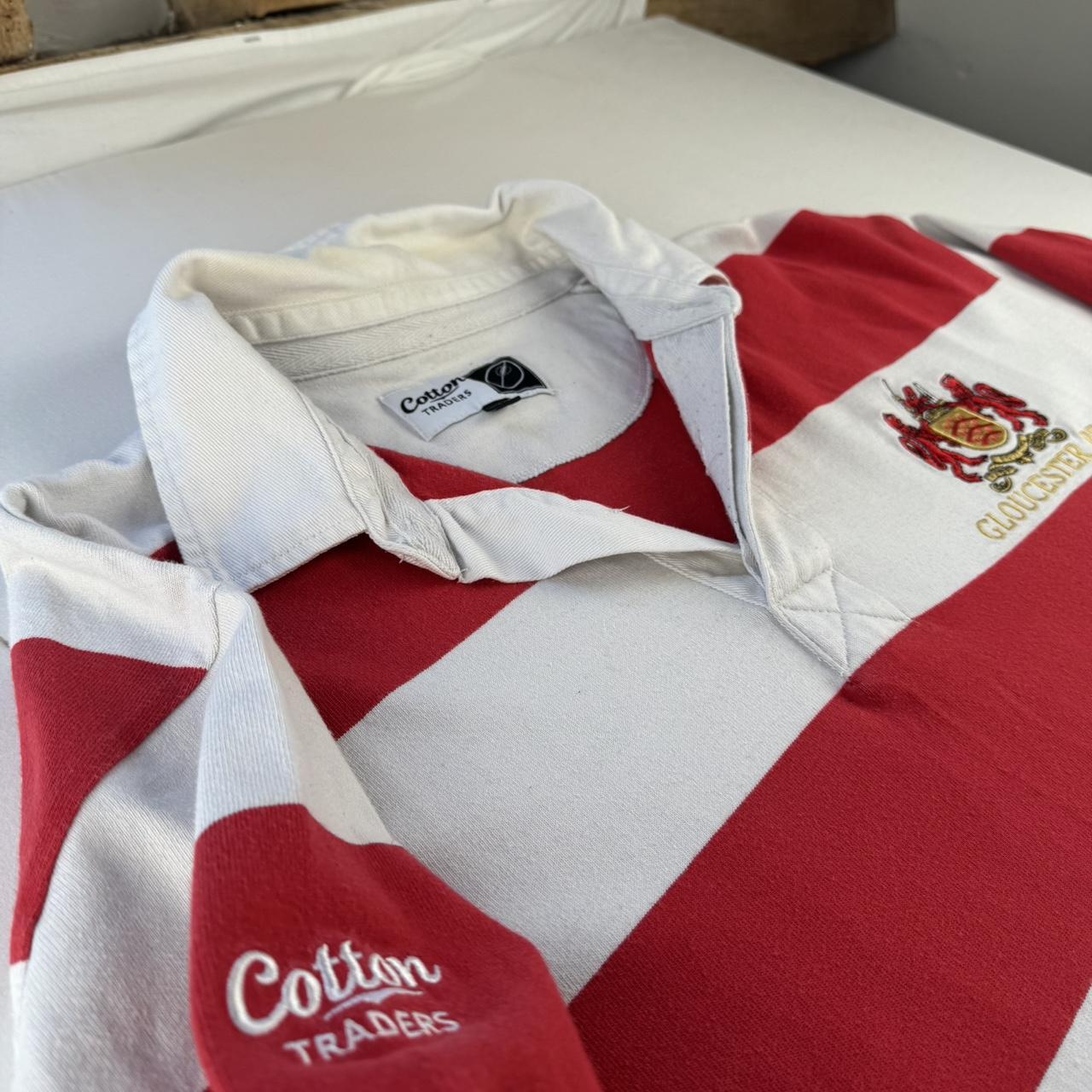 Rare Vintage Cotton Traders Gloucester Rugby Striped Long Sleeve Rugby Polo Shirt XL