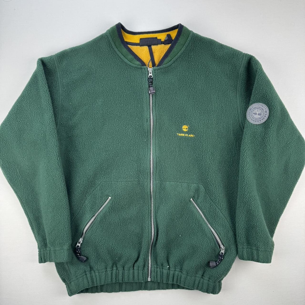 2000s Green Timberland Embroidered Full Zip Fleece Jacket M