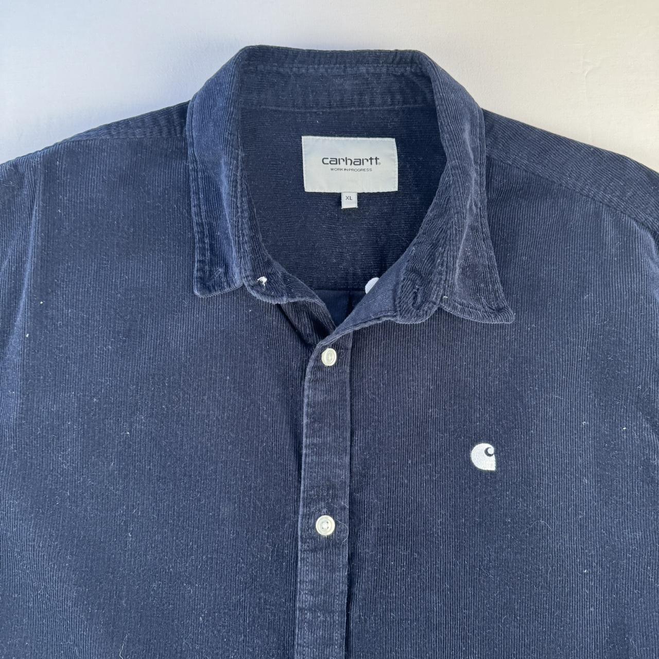 Navy Carhartt WIP Long Sleeve Madison Corduroy Button Down Shirt XL